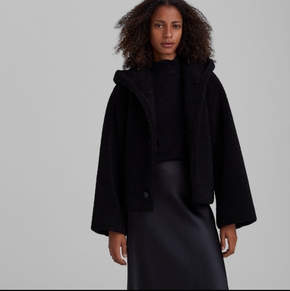 Club Monaco Cropped Teddy Black Coat